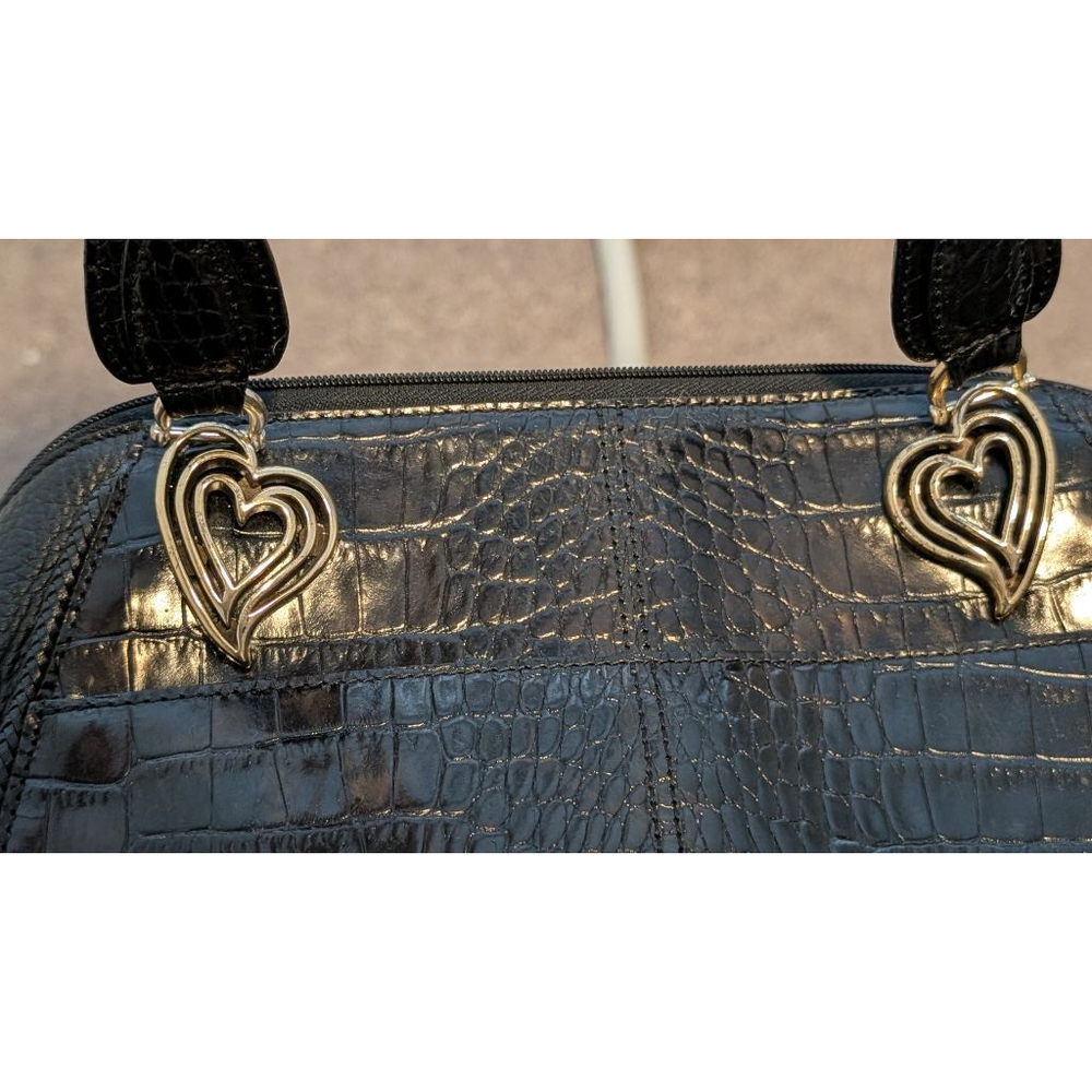 Women's Brighton Black Croc Embossed Satchel One Size - Picture 11 of 14